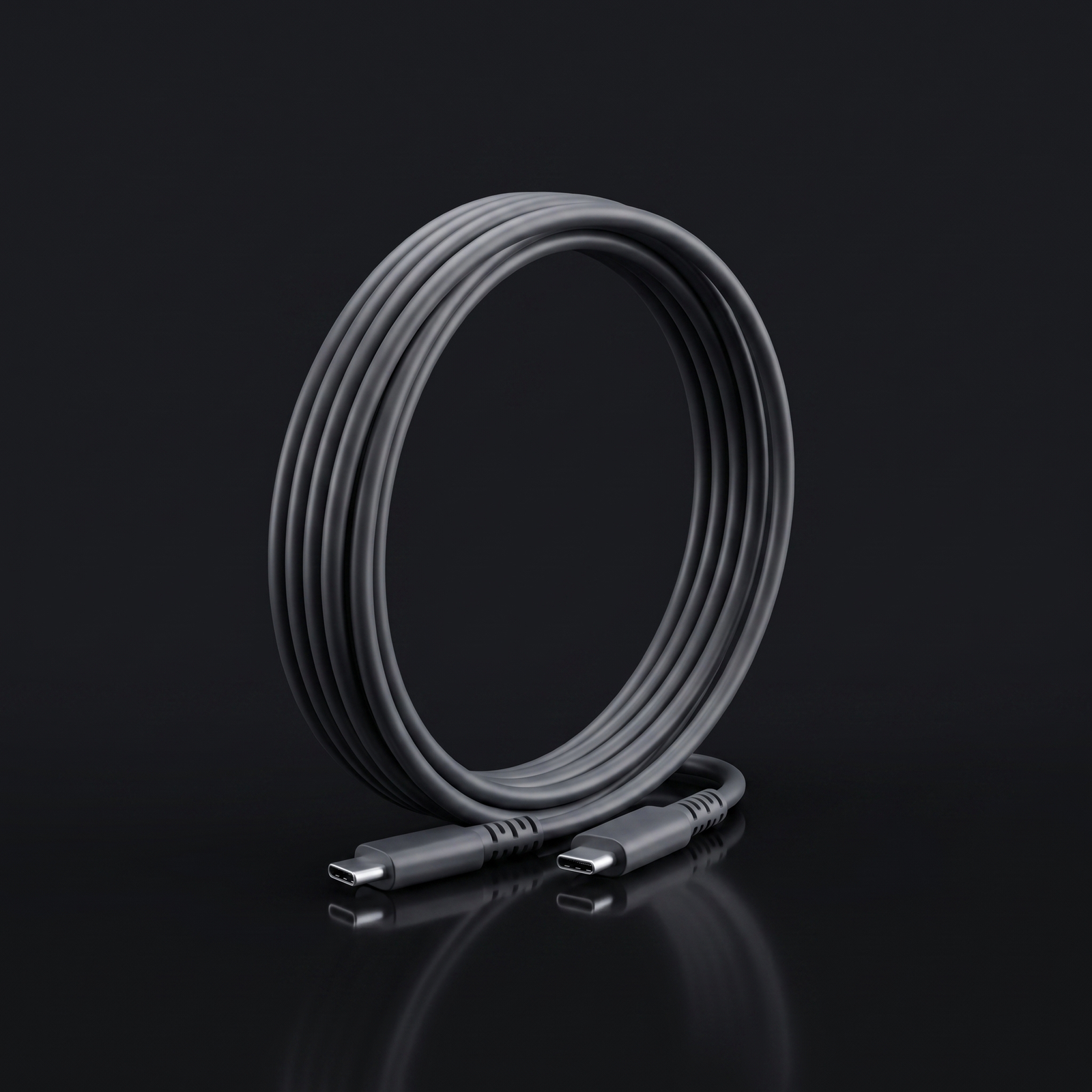 Ori 3 USB-C cable assembly coiled on a dark surface