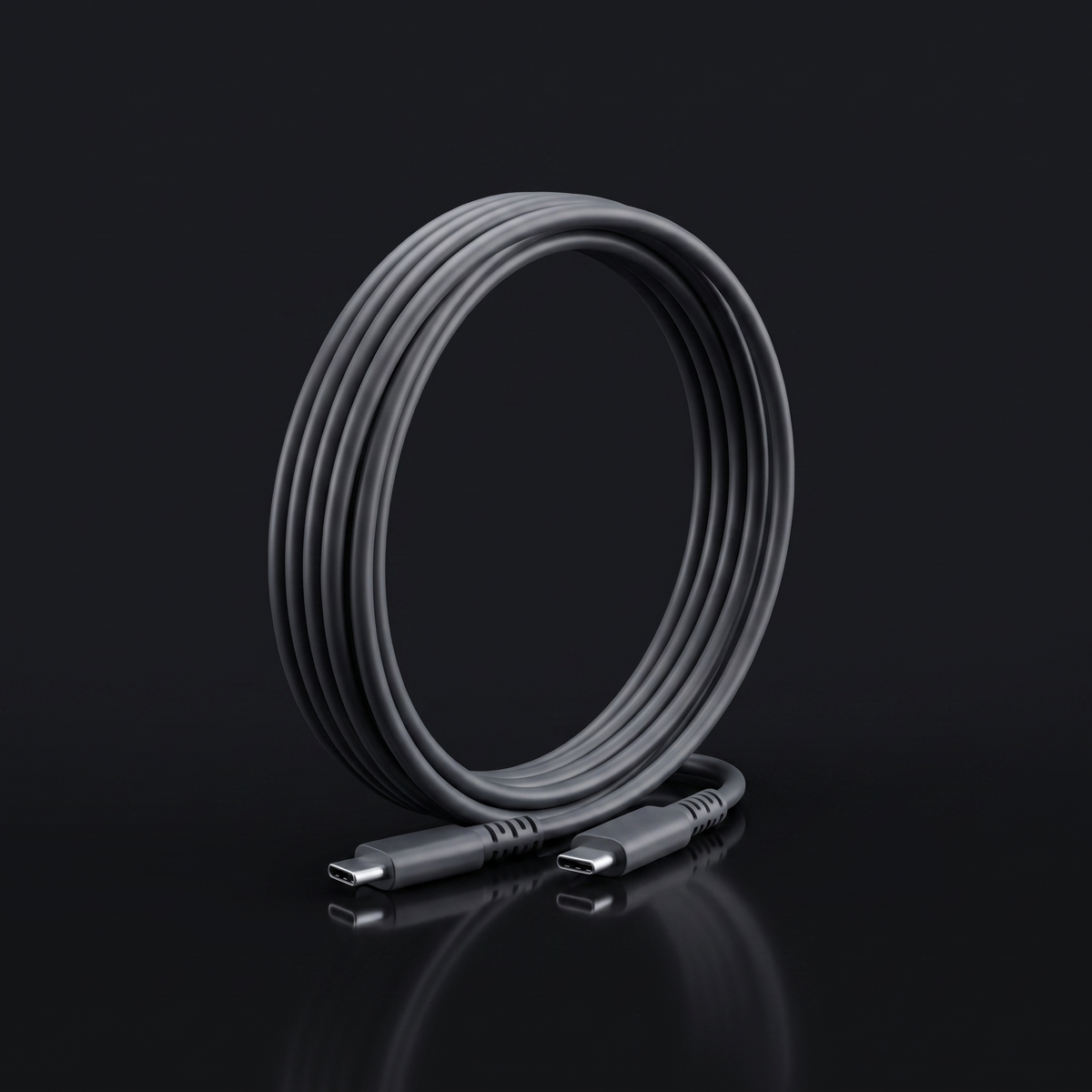 Ori 3 USB-C cable assembly coiled on a dark surface